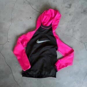 NIKE Girls Pink Black Sweatshirt Hoodie Size Small